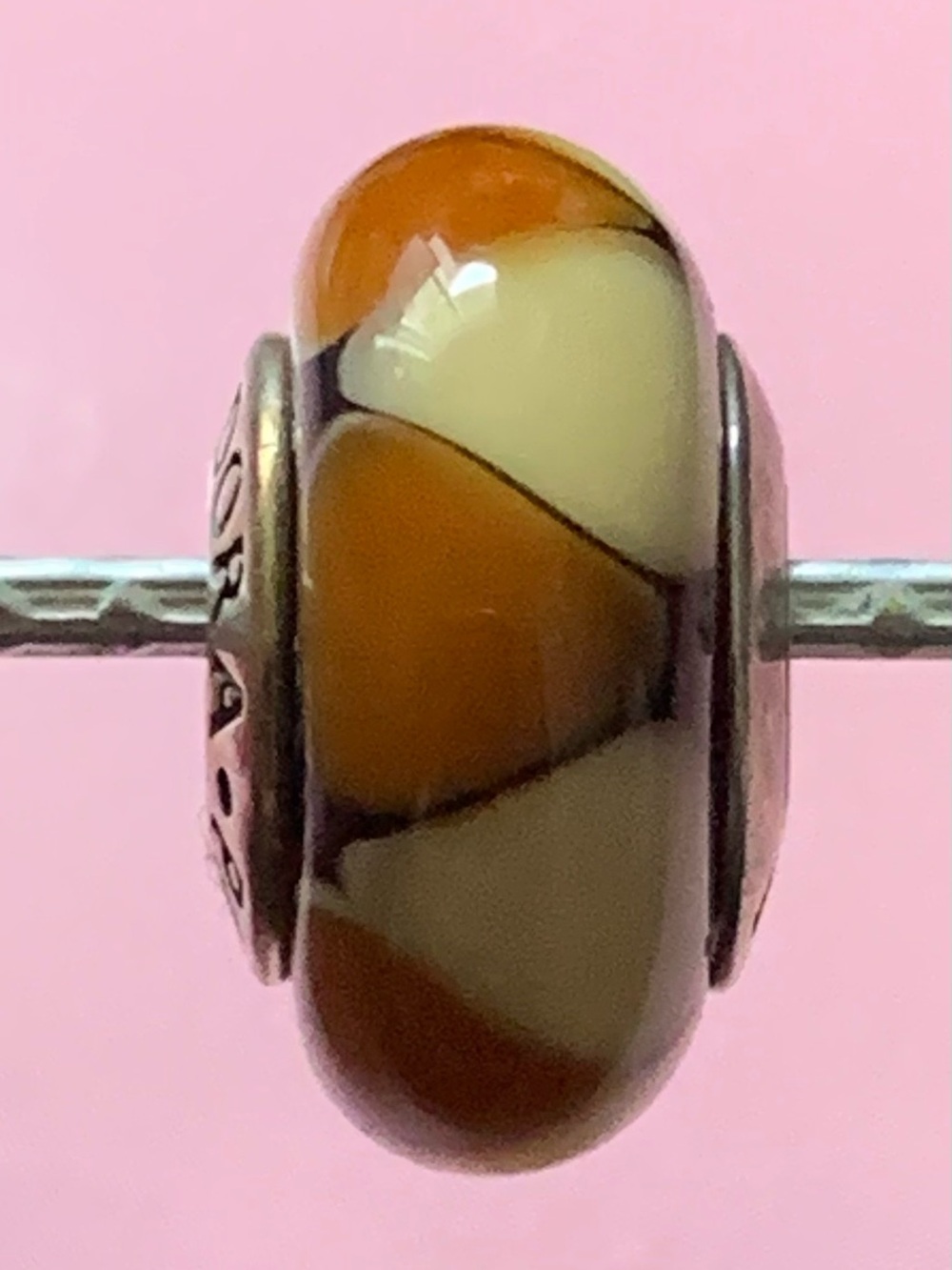 Authentic Retired Pandora Captivating Amber Murano Glass Charm 790638.
